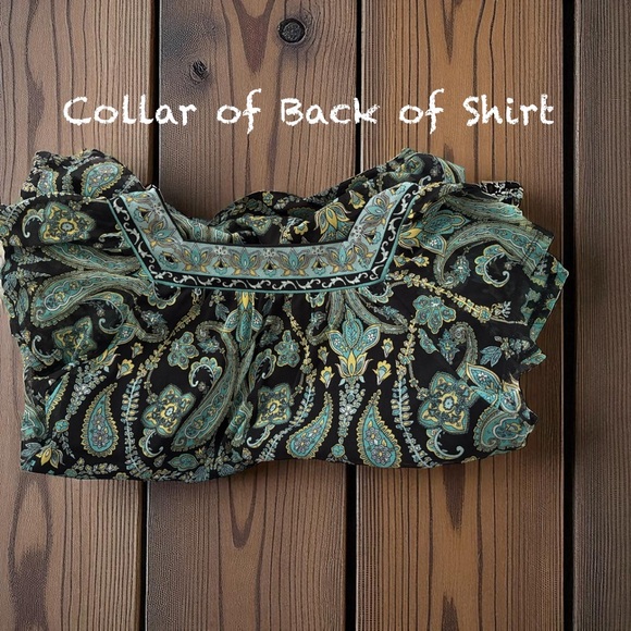Apt. 9 Women's Paisley Blouse - Black and Green, Sz M - Picture 7 of 8
